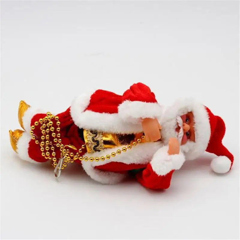 Electric Climbing Santa Claus Doll Musical Climbing Santa on Doll Toy on Rope Christmas Tree Ornament Hang Ornaments for Home