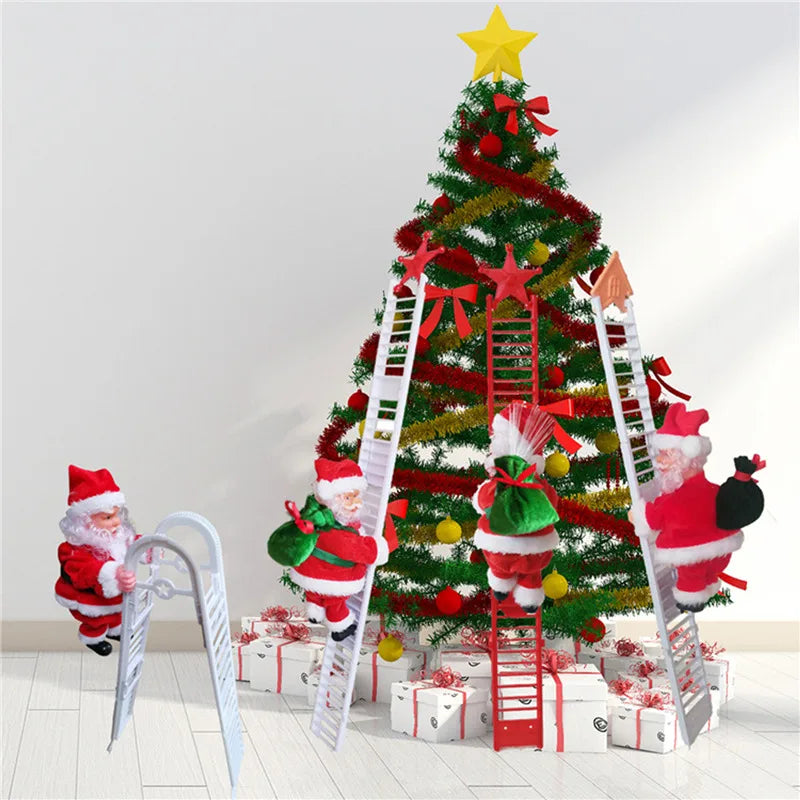 Santa Claus Climbing Ladder Ornaments Xmas Tree Santa Claus Climbing Ladder Rope Hanging Pendant Merry Christmas Decor