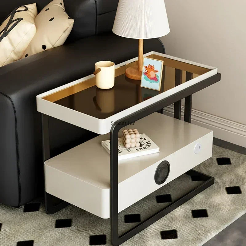 Multi Functional High-end Living Room Sofa Edge Cabinet with A High-end Feel, Extremely Narrow Storage Cabinet Side Table