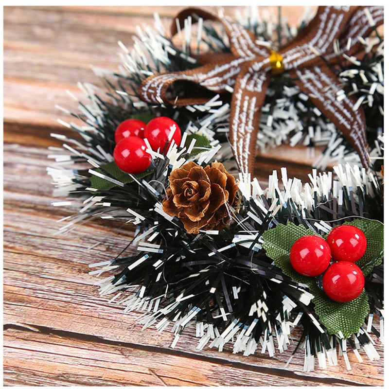 12cm Christmas Decoration Wreath Flower Vine Ring Christmas Tree Pendant Mini Flower Ring Christmas Decor 2024 New Year Decor