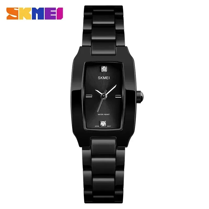 Skmei  Ladies Casual Dress Luxury Silver Ladies Rhinestone Waterproof Relogio Feminino Quartz Watch Fashion Thin Watches 1400