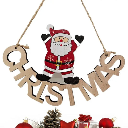 Christmas Wood Signs Wooden Merry Christmas Hanging Sign DI Y Words Decorative Plaques For Wreath Home Door Wall Art Decor