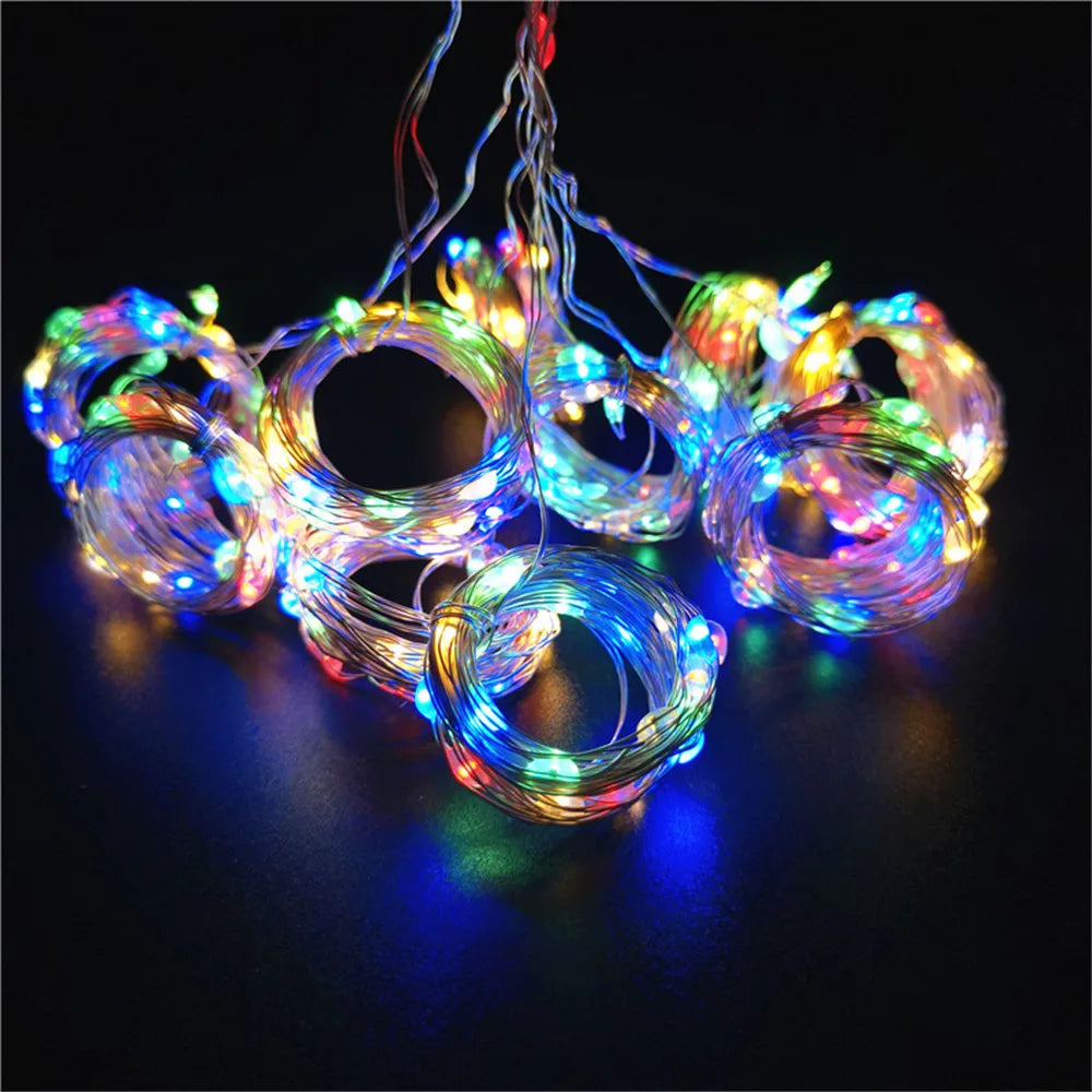 2024 Christmas Holiday LED Decoration for Home Lights Fairy Bedroom String Garland Lighting Curtain Lights with Remote Control