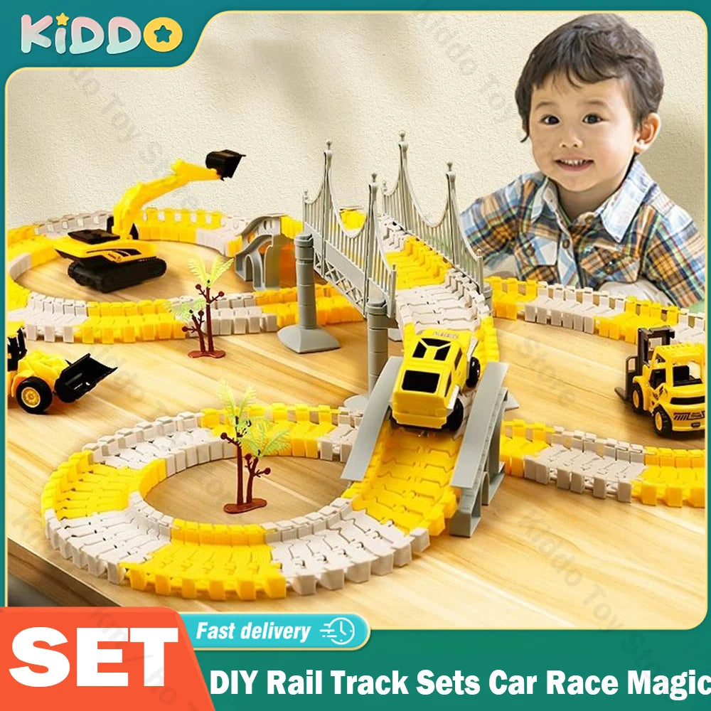 DIY Rail Track Sets Car Race Magic Brain Game Flexible Curved Creates Vehicles Toys Play Game Train Railroad Christmas Gifts Toy