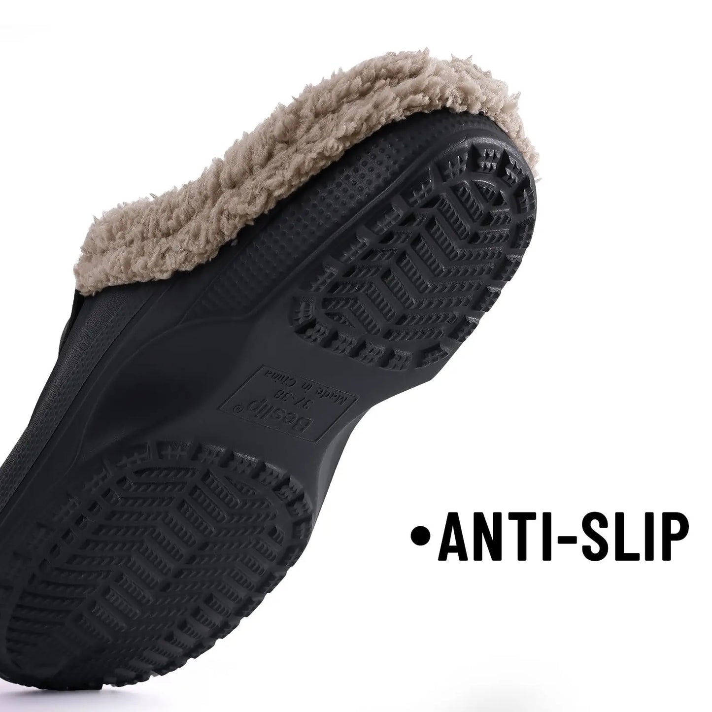 Kidmi Women Fur Clogs Slippers Fashion Fuzzy Men Garden Shoes Outdoor Waterproof House Shoes Winter Antiskid Work Men Shoes