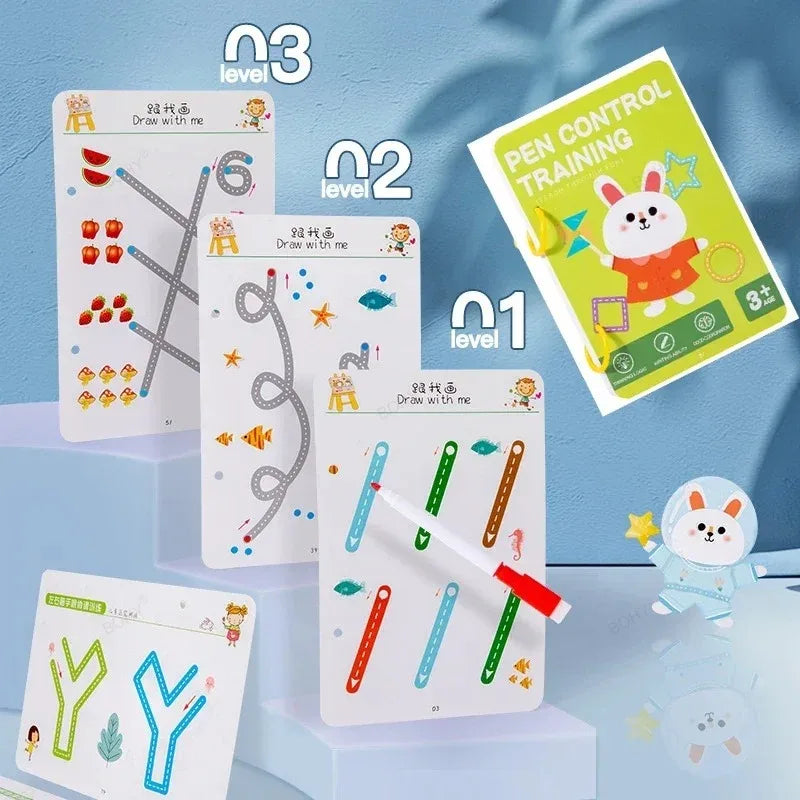 Magical Tracing Workbook Montessori Pen Control Training Book Reusable Magic Practice Copybook Children Drawing Education Books