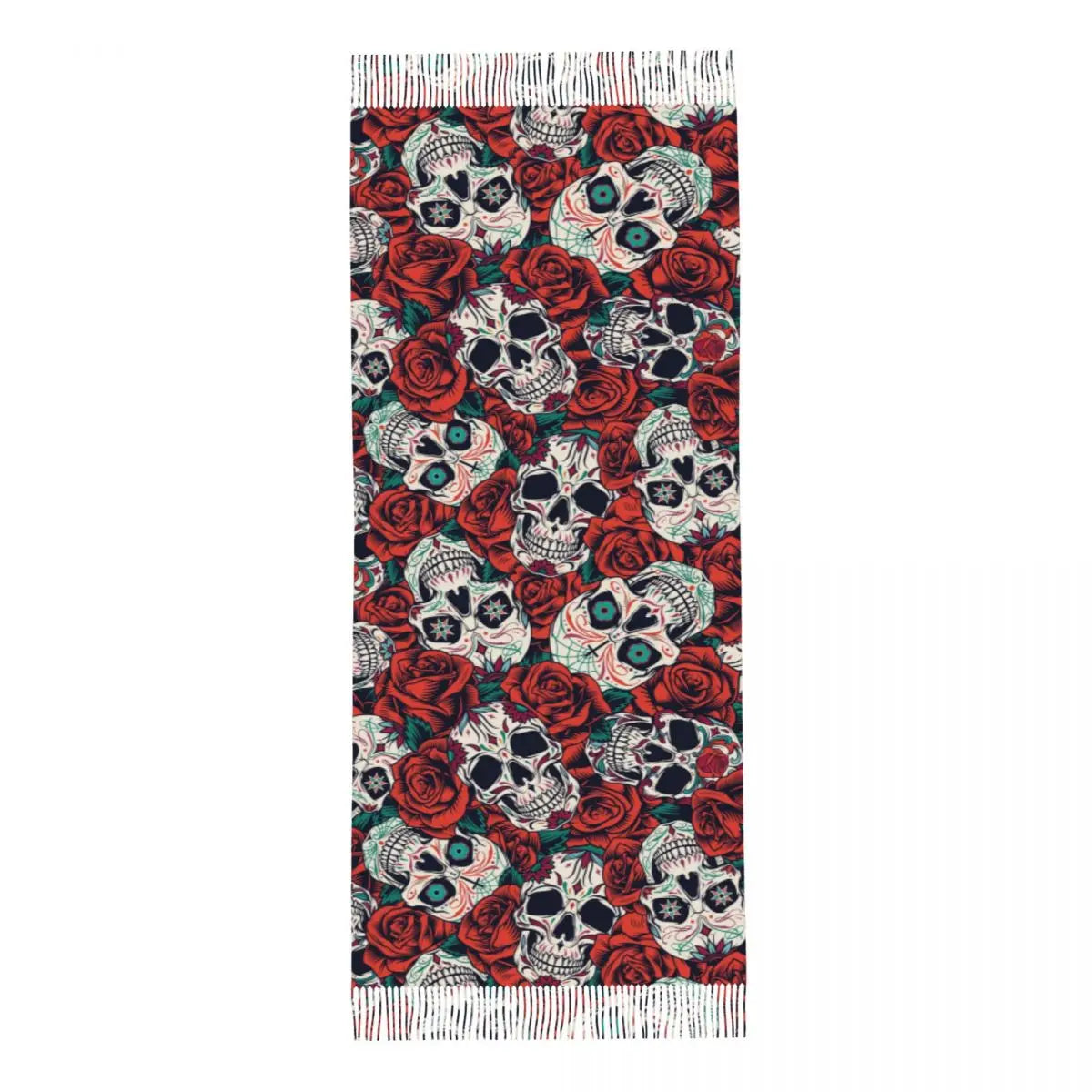 Vintage Floral Skull Scarf for Women Fall Winter Cashmere Shawls and Wrap Roses Long Large Shawl Scarf Daily Wear