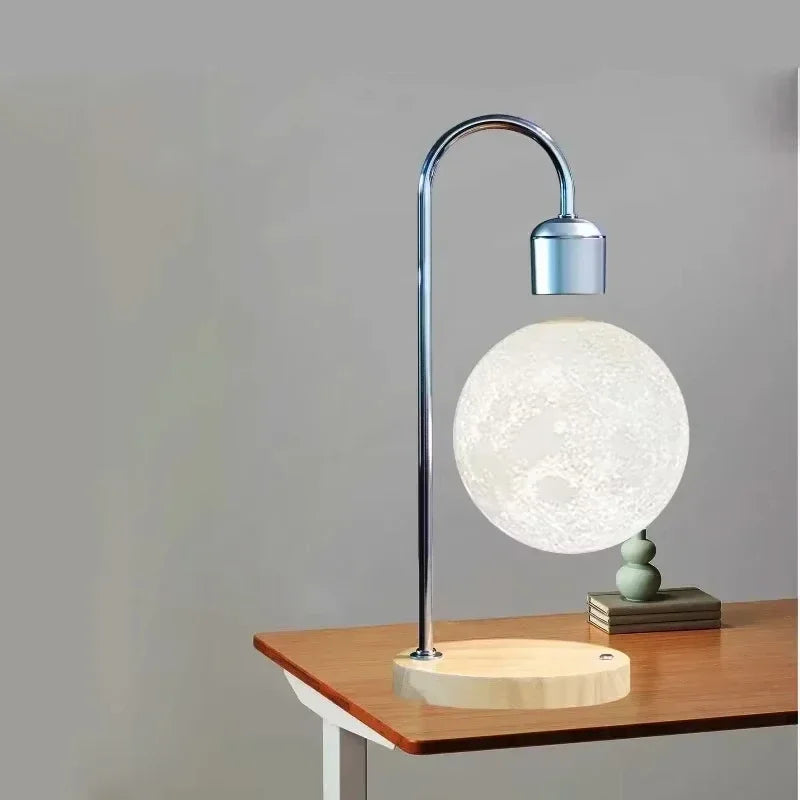 Creative Magnetic Levitation Moon Lamp for Home Decoration and LED Night Light with Wireless Charging