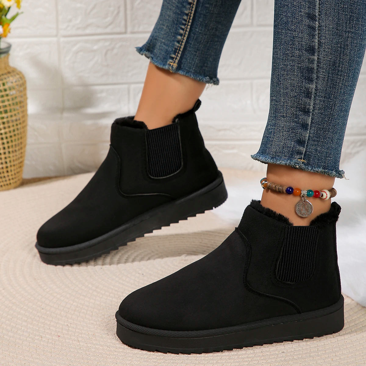 Winter Women Snow Boots Plush Warm Non Slip Waterproof Ladies Flats Sneakers Casual Slip on Female Ankle Boots Botas Mujer