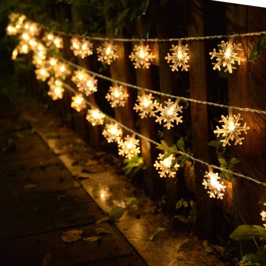 Solar String Lights Outdoor Christmas Snowflake Lights With 8 Modes Waterproof Solar Powered Patio Light For Garden Party Decor