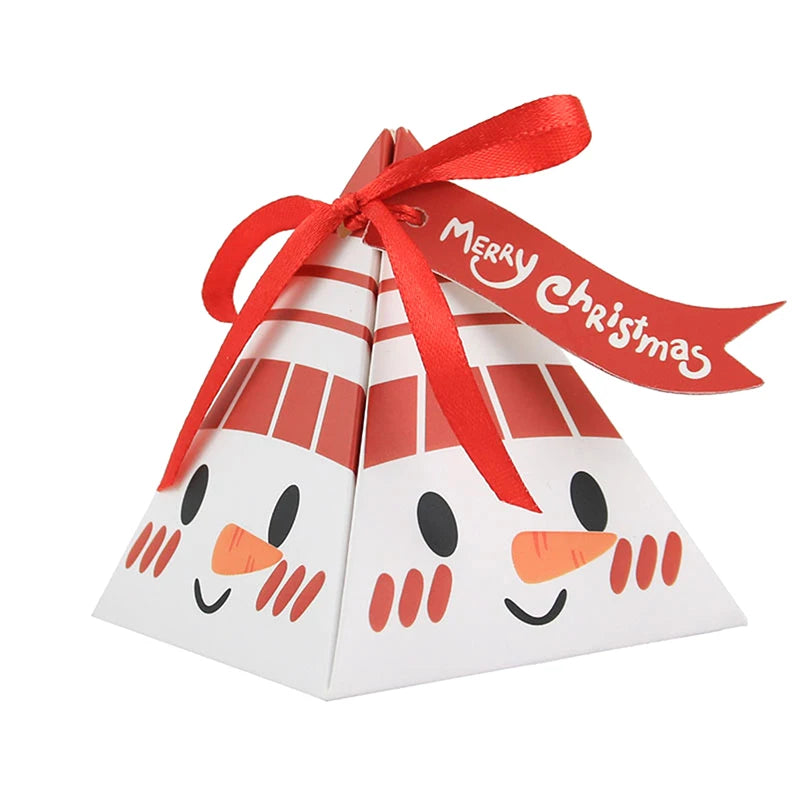 10 Pcs Christmas Gift Boxes Triangle Boxes Candy Paper Boxes Merry Christmas Gift Bags Candy Cookie Wrapping