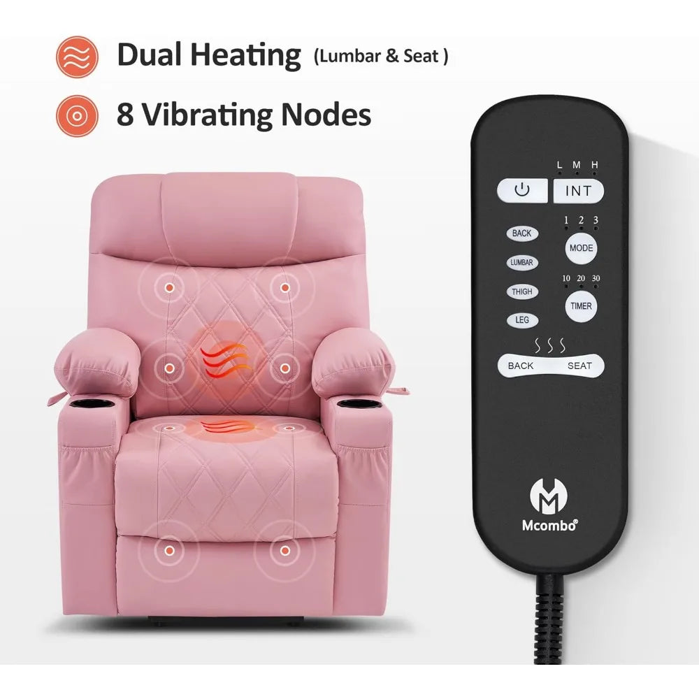 Small Size Power Lift Recliner Chair Sofa with Massage and Dual Heating, Adjustable Headrest for Elderly People Petite,USB Ports