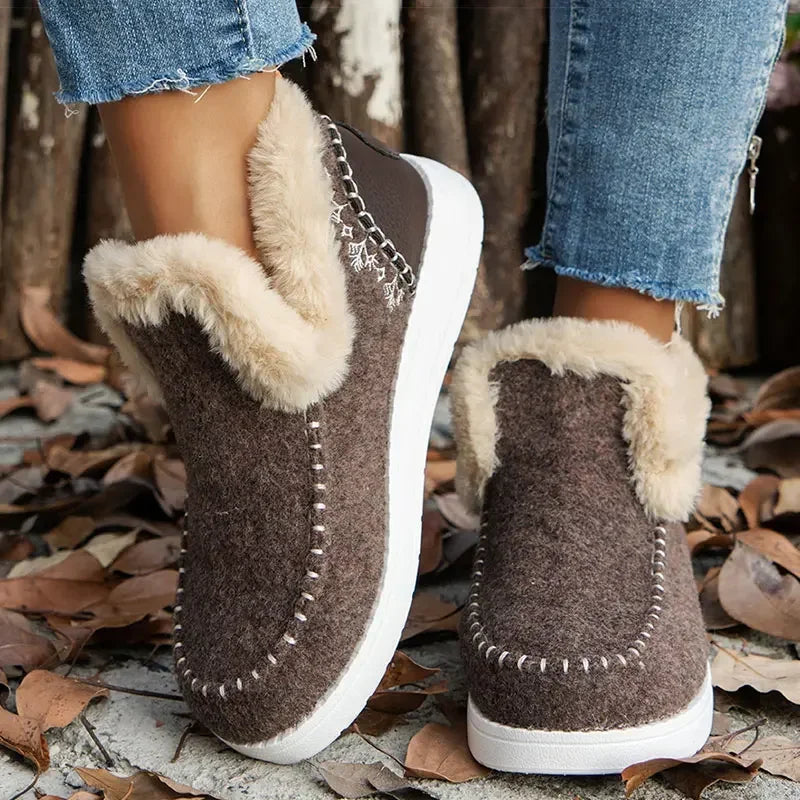 Women 2024 New Winter Boots Zapatos Mujer Slip on Ankle Boots  Women's Boots Warm Fur Winter ShoesSnow Winter Footwear Female