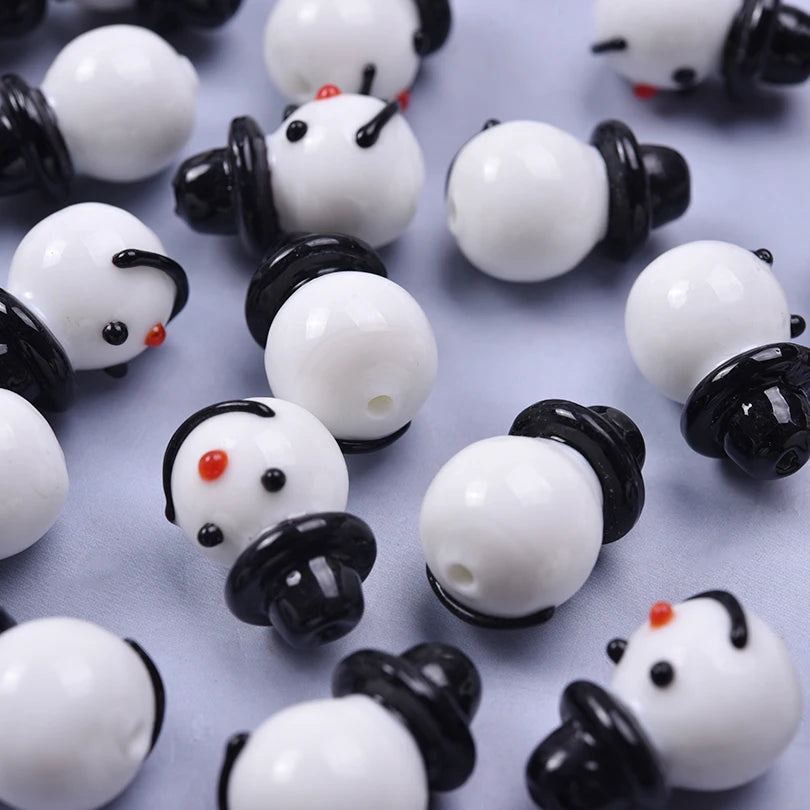 10pcs Christmas Day High Quality Snowman Parody Straight Hole Beading Coloured Glaze Jewelry Used To Hand Diy Necklace Making