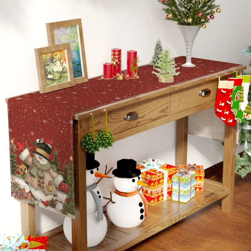 Christmas Table Runner Snowman Decorations New Year Festival Suitable for Home Indoor and Outdoor Table Decoration Table Runner