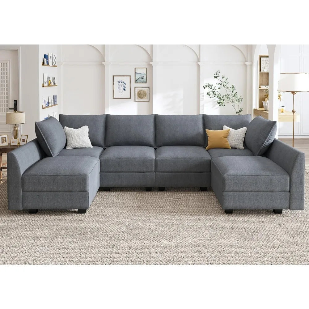 U-Shaped Modular Sectional Sofas, Sectional Couch with Storage Seats U Shape Sofa-2,Living Room Sofa