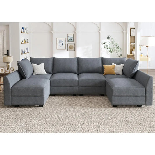 U-Shaped Modular Sectional Sofas, Sectional Couch with Storage Seats U Shape Sofa-2,Living Room Sofa