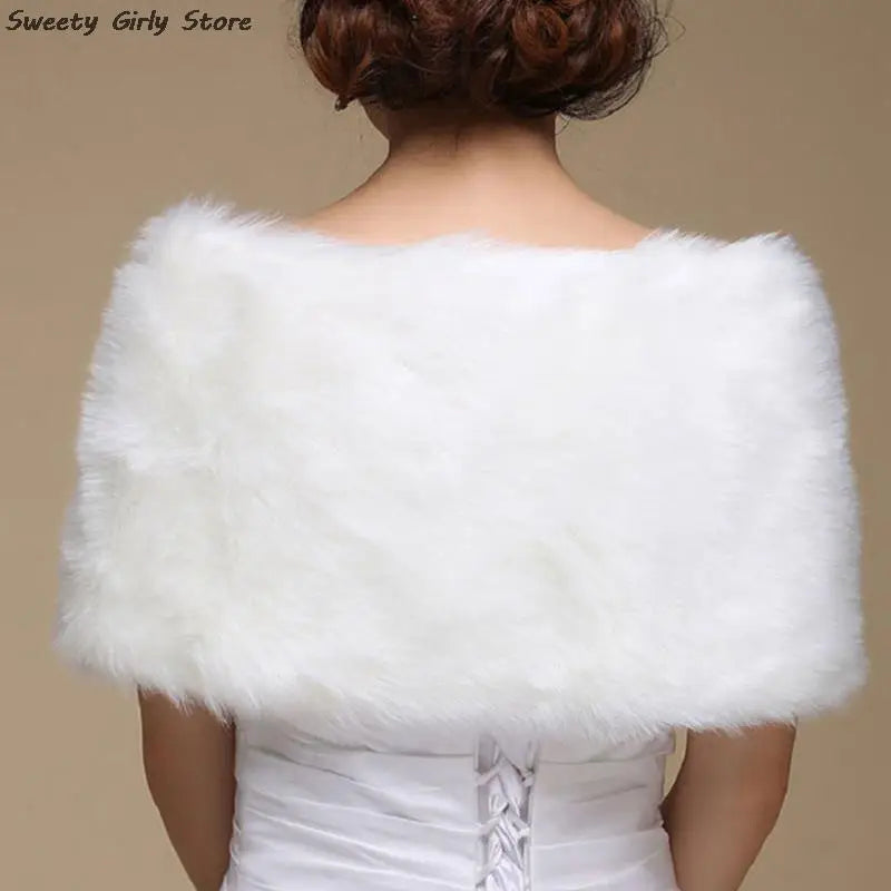 Marriage Fur Shawl Formal Dress Wedding Wrap Spring Winter Plush Jacket Bridal Outerwear Bridal Cape Elegant Short Coat Ribbon