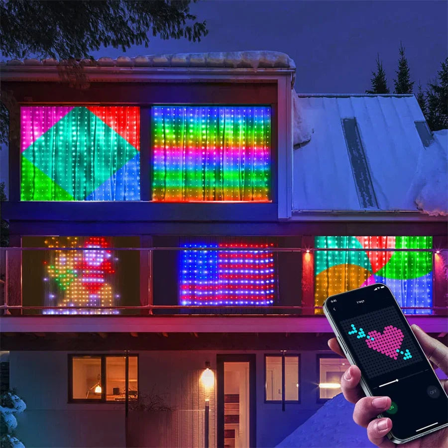 400LED DIY Animated Curtain Light Smart APP Controlled Curtain Fairy Light Static Dynamic Window Curtain String Light Decor