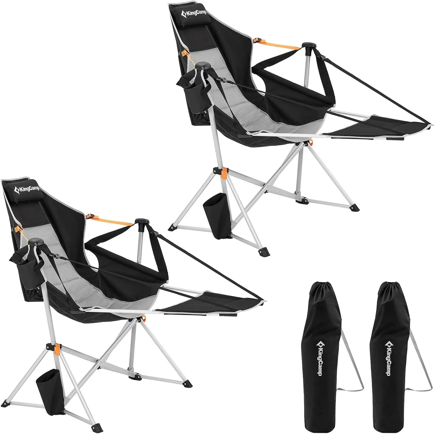 Camping Chair, Hammock , Folding Rocking , Aluminum Adjustable Back Swing , with Removable Footrest