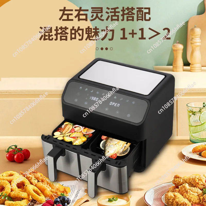 8L Dual Basket Air Fryer Oven with Easy View Windows, Sync Finish, Shutoff, 2 Independent 3Qt Nonstick Dishwas