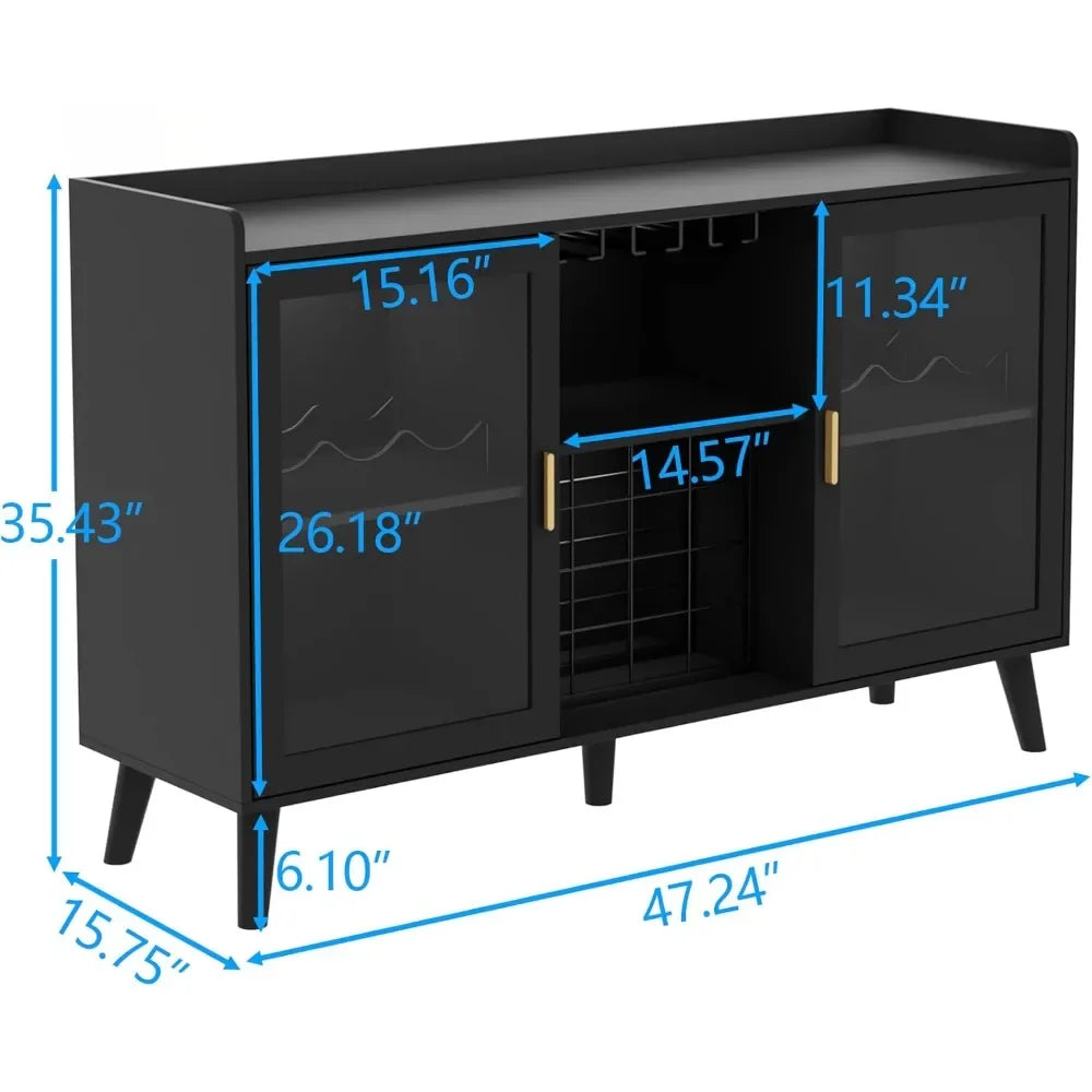 Wine Bar Cabinet with Led Light, Home Coffee Cabinet Glass Rack, Kitchen Buffet Sideboard  Freestanding Liquor Cabinet