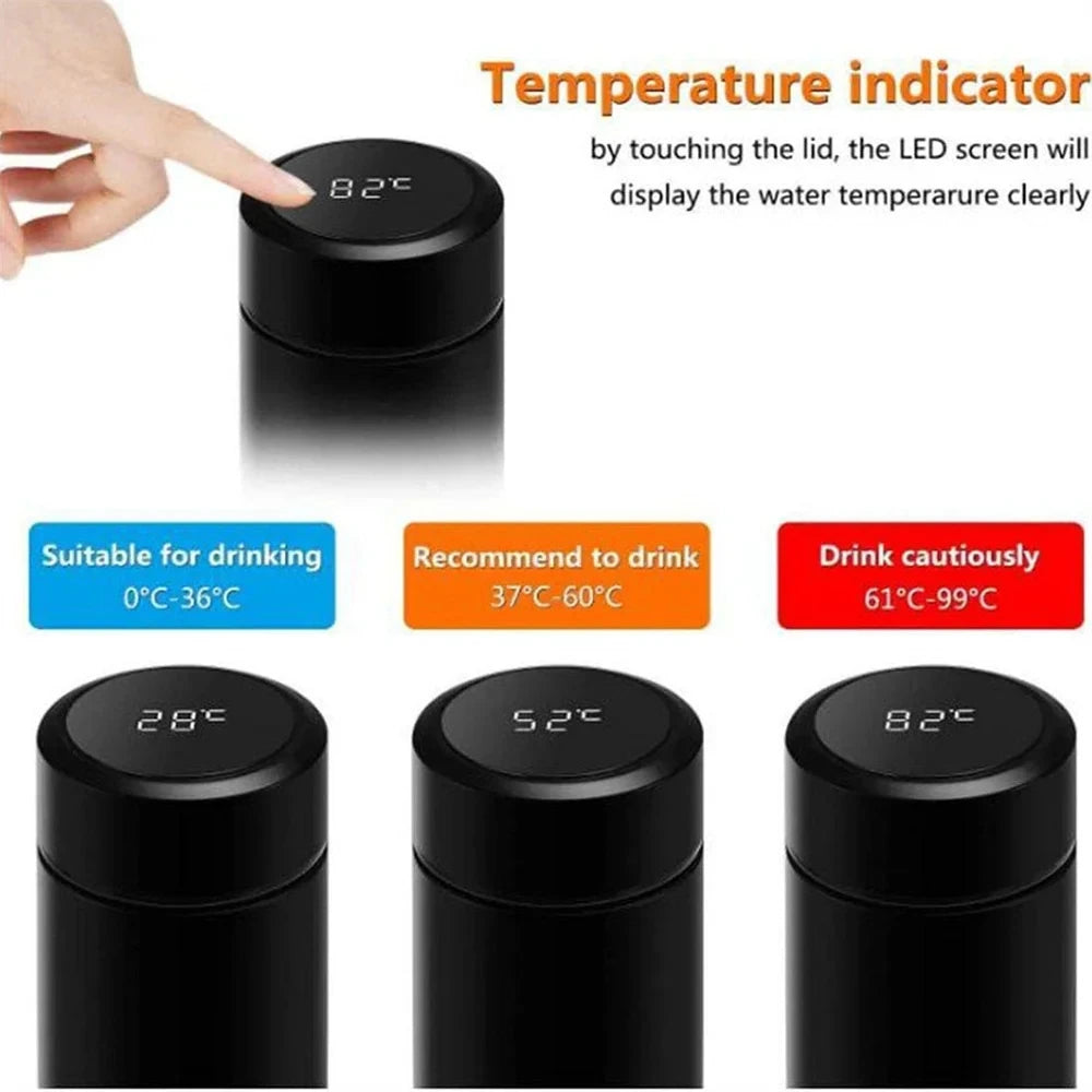 Intelligent Temperature Measurement Straight Cup Vacuum Water Cup Display Temperature 304 Stainless Steel Car Water Cup