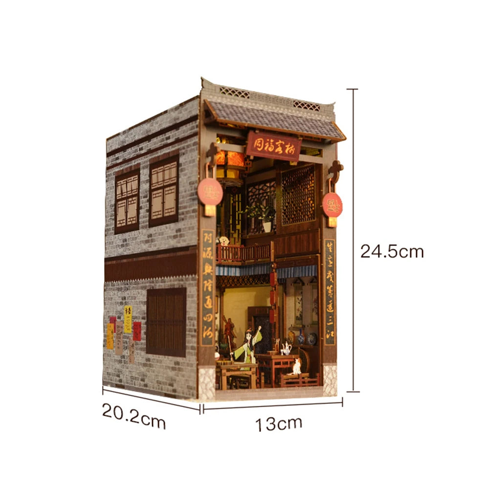 ASLOWSNAIL Doll House book nook casa High Quality Wooden Puzzle 3D DIY Model Kit Production Toys Chinese Style gift Adult stress