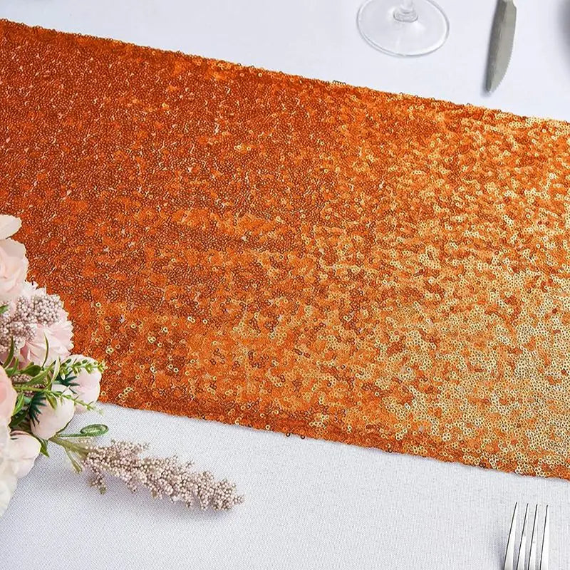 Orange Sequin Table Runner for Weddings Decoration Bridal Baby Shower Birthday Parties Christmas Thanksgiving Halloween Supplies