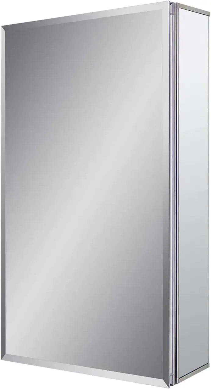 Bathroom Medicine Cabinet with  Double Sided Mirror Door15 Inch x 24 Inch Recess or Surface Mount, Silver