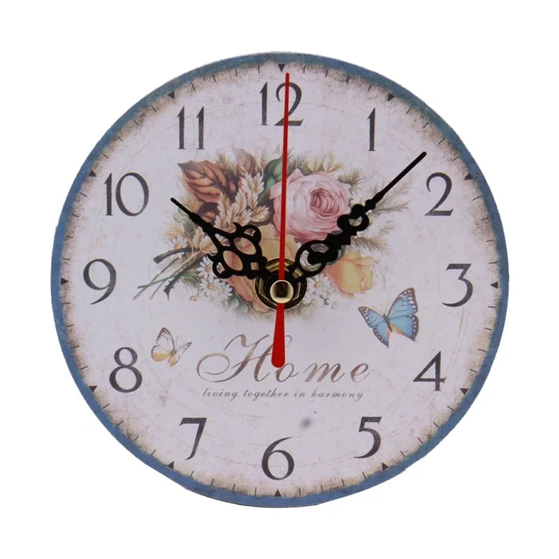 Silent Non-Ticking Wooden Wall Clocks Operated Country Retro Rustic Decorative for Living Room Kitchen