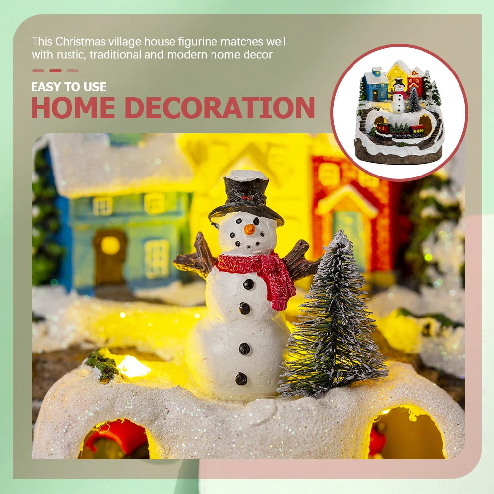 Christmas Music box presents Lighted House With Music And Train Village House Tabletop Decoration XMAS Decorations Gifts