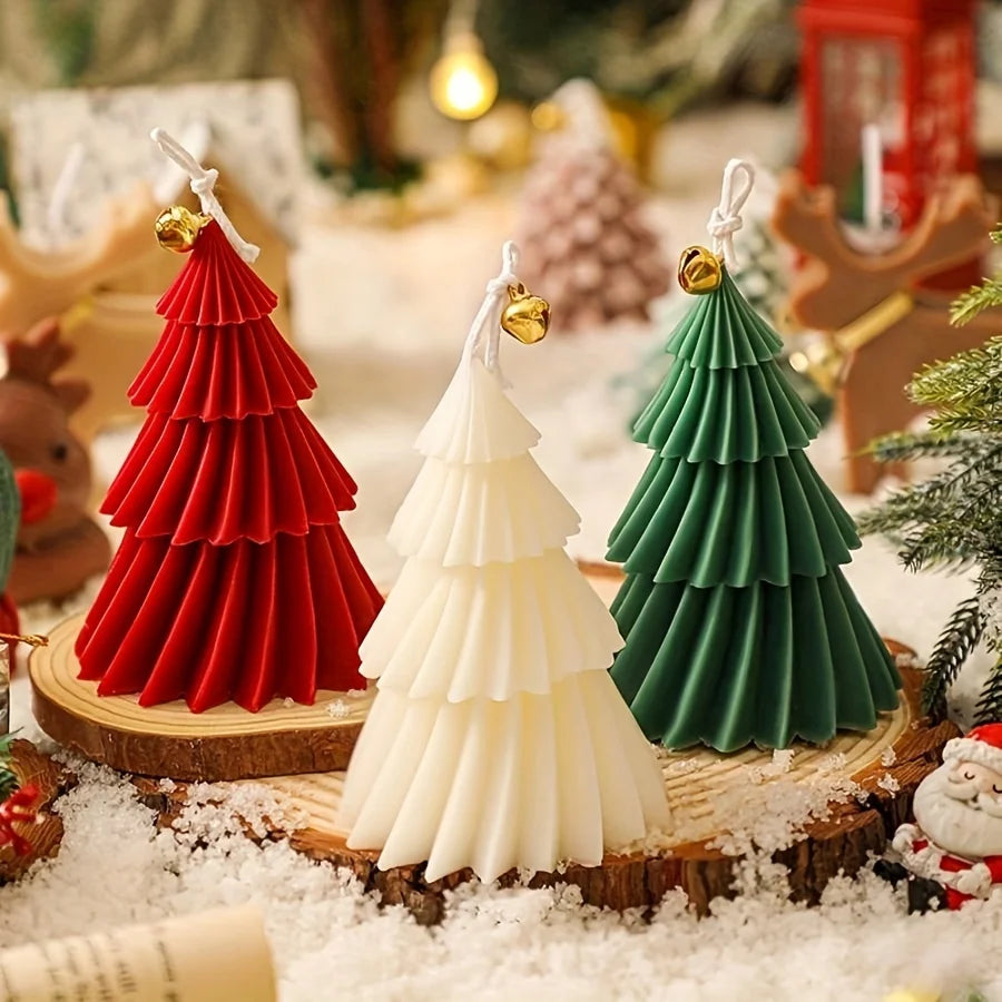 Christmas Tree Candle Silicone Mold DIY Gypsum Cement Christmas Tree Shape Silicone Resin Mold