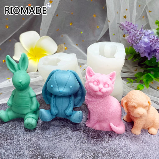 Cat And Dog Model Silicone Mold Cake Decoration Candle Ornaments Gypsum Aromatic Epoxy Resin Hand Made Gift Baking Mold