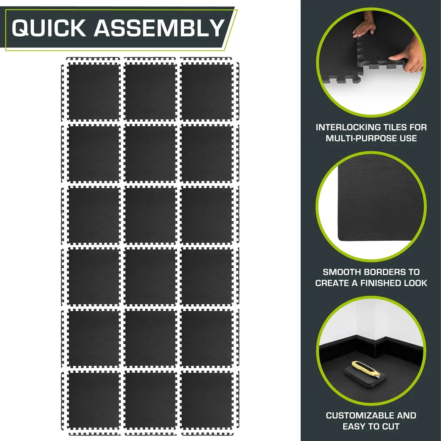 Thick Puzzle Exercise Mat ¾” and 1", EVA Foam Interlocking Tiles for Protective, Cushioned Workout Flooring