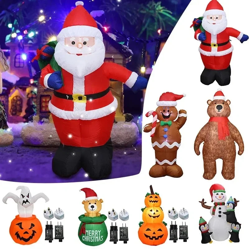 LED Inflatable Snowman Air Pump 1.2-2.4m Night Lamp Illuminated Giant Santa Claus Snowman For Christmas Decoration New Year 2023