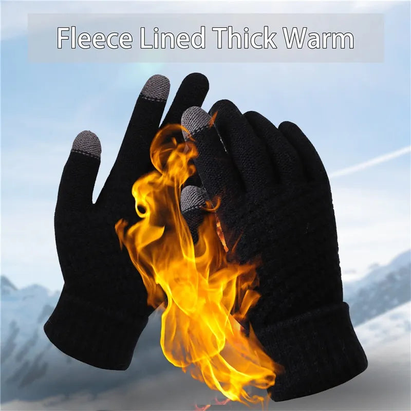 Winter Wolle Warme Strickhandschuhe Handy Touchscreen Strickhandschuhe Vollfinger Guantes Weibliche Häkelhandschuhe Für Männer Frauen