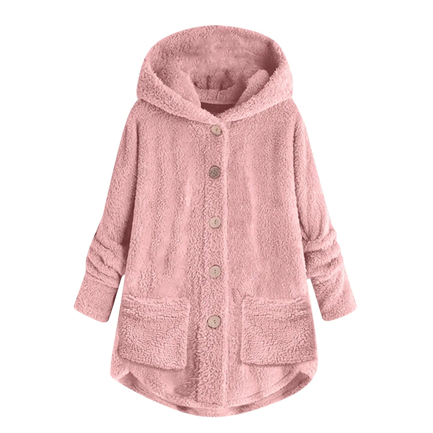 Women's Coat Winter Coat Fashion Plush Pocket Irregular Long Sleeve Keep Cat Ears Warm Coat