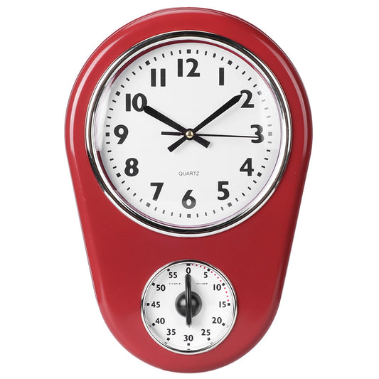 Vintage Wall Hanging Clock Red Big Walls Watch Room Decorations Home Kitchen Timer Practical Tools