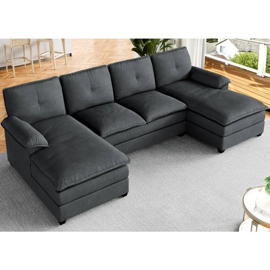 Sectionals Couch Living Room Sofa 4 Seat Large Sofa With Double Wide Chaise and Double Seating Cushions Sofy Do Salon Sofas Home