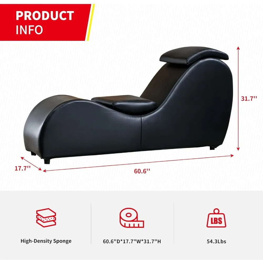 Curved Yoga Chaise Lounge for Adults Stretching, Relaxing and Exercising, Indoor Yoga Lounge Chair with Adjustable Head Cushion