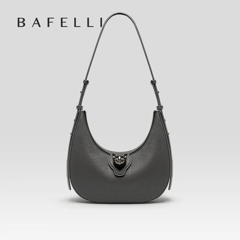 BAFELLI 2024 NEW WOMEN'S HANDBAG CAT SERIES GENUINE LEATHER LUXURY BRAND FASHION RETRO STYLE SHOULDER HOBOS FLAP BAGS FEMALE