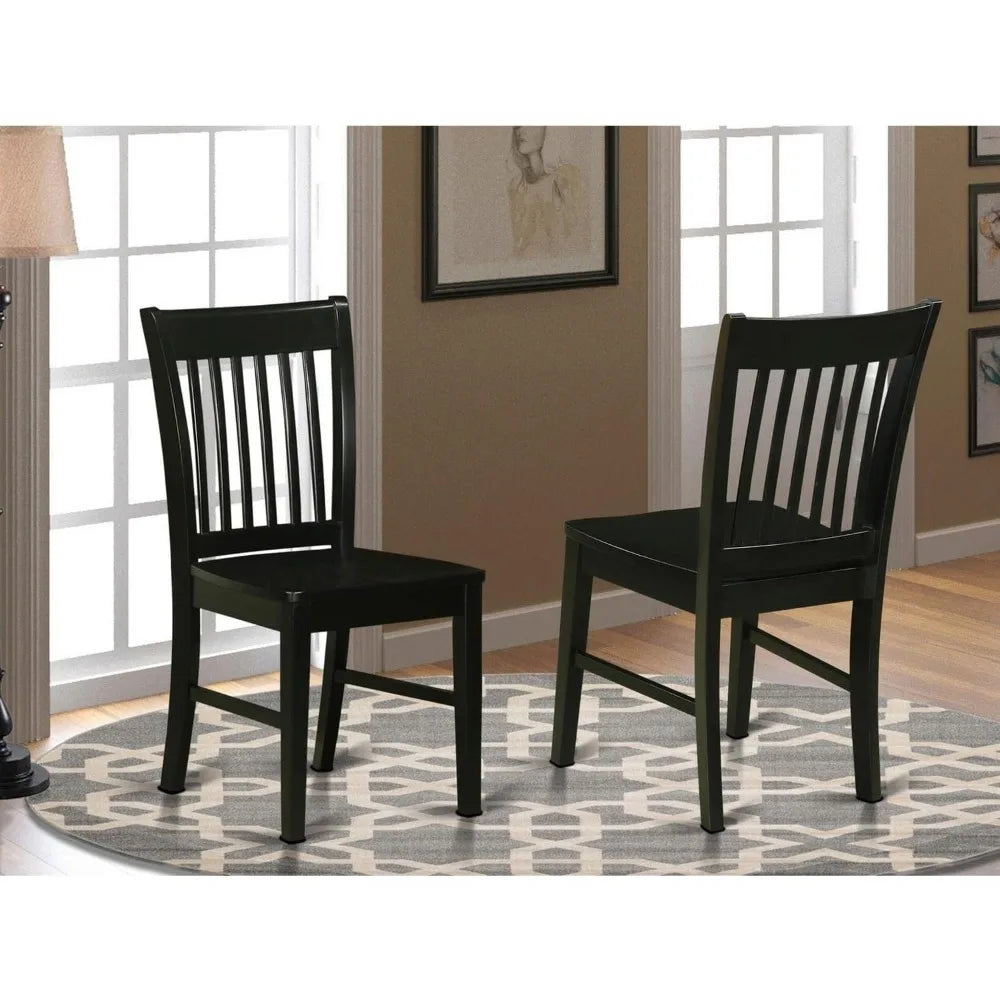 Set of 2 Slat Back Wood Seat Kitchen Chairs,Black striped back Suitable for living room and dining room, free shipping