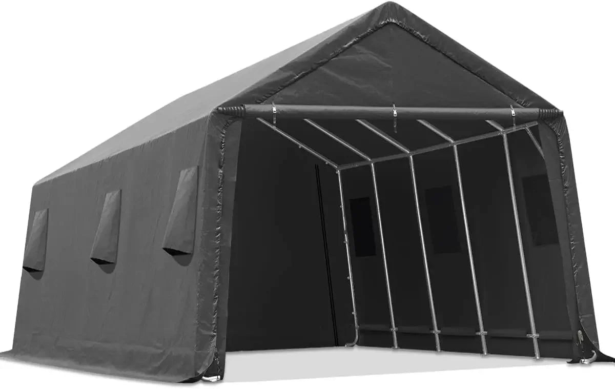 Garage Carports Portable with 2 Roll up Doors, Vents Outdoor Storage Shelter for Vehicle Truck Anti-UV Snow Resistant Waterproof