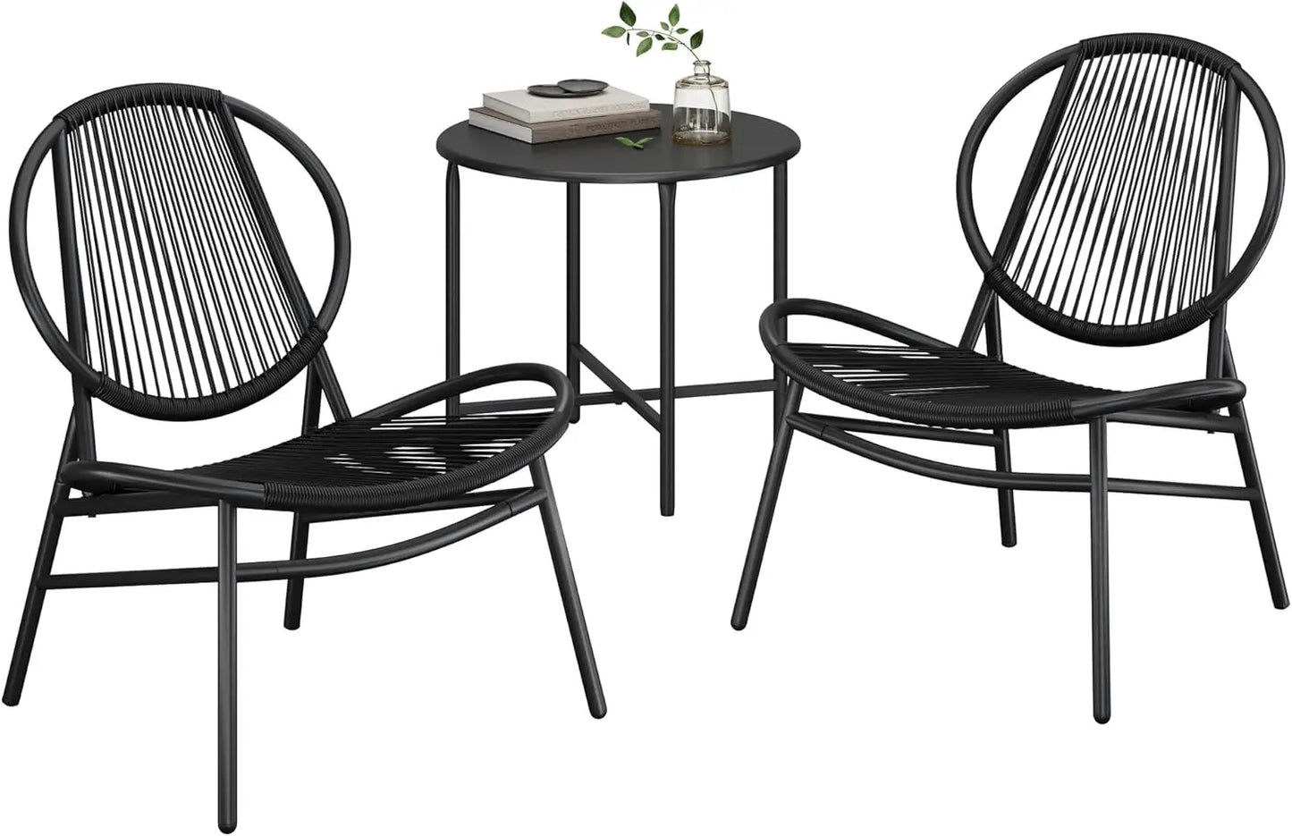 Furniture Set 3 Pieces, Garden Bistro Set, Acapulco Chairs, Outdoor Seating, Side Table and 2 Chairs, Indoor and Outdoor