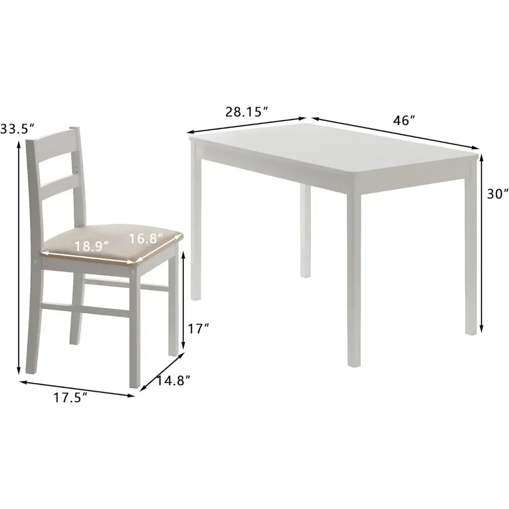 Solid Wood Indoor Modern Rectangular Dining Table Set for 4,Table and Chairs Set with Soft Cushions for Kitchen,Bar,Living Room