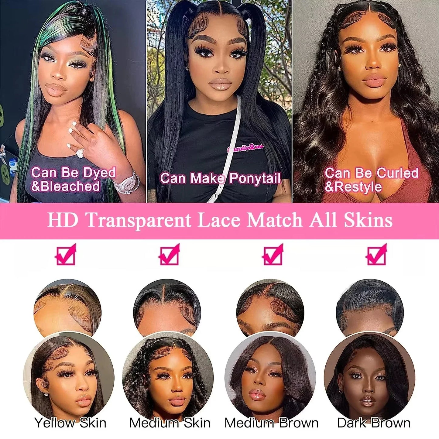 Bone Straight Lace Front Wig Brazilian 100%  Remy Human Hair Wigs 13x6 HD Transparent Lace Frontal Wig 180 Density Pre Plucked