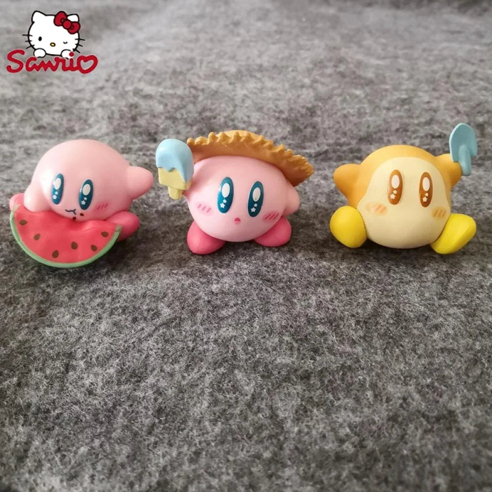 Anime Figure Kirby Frozen Summer Watermelon Ice Cream Kawaii Star Pink Doll Room Decorative Decoration Model Christmas Toy Gifts