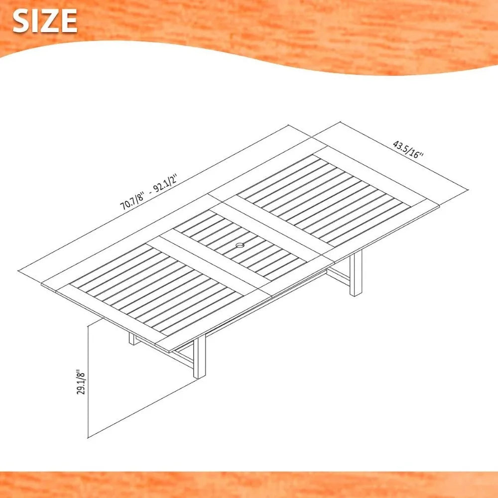 7 Piece Oval Outdoor Dining Set, | Eucalyptus Wood | Durable and Ideal for Patio and Backyard,Garden Furniture Sets