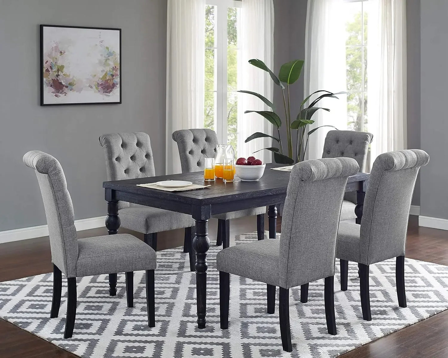 Urban Style Counter Height Dining Set:Table and 6 Chairs,Grey Living room dining table Suitable for breakfast in the living room